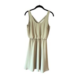 Lush Olive Green Sleeveless Mini Dress Criss Cross Back Casual Party‎ XS